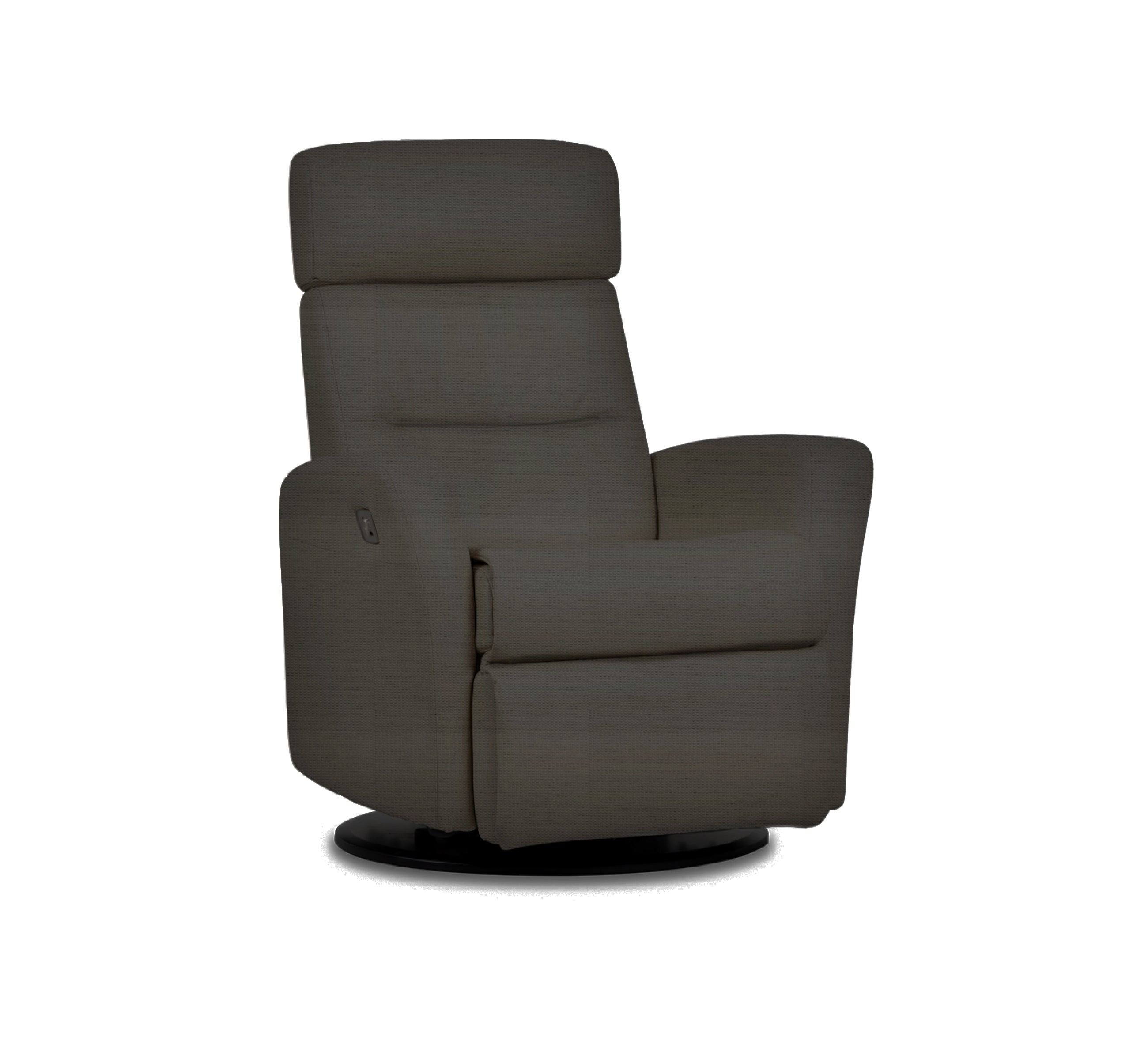 Quarter view of an IMG comfort
divani motorized recliner in caprice granite on a white background
