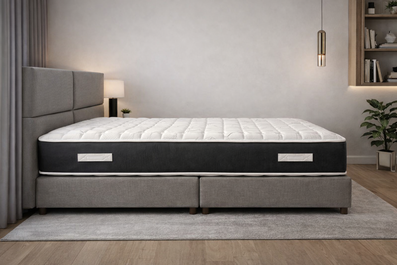 Restonic Crystal mattress on a bed frame in a bedroom setting