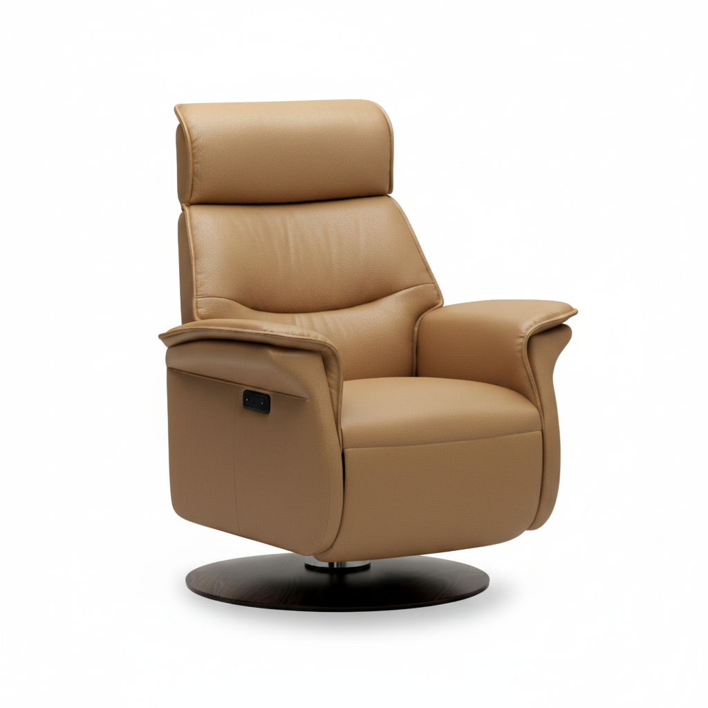 quarter view of an IMG comfort sedona recliner in tuscan on a white background